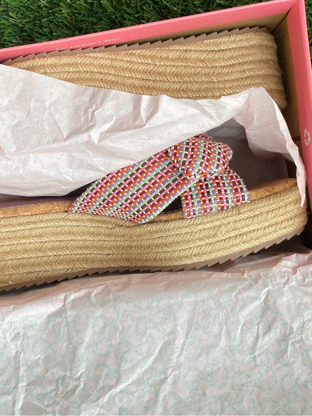 Bow Knot jute platform espadrille sandals size 9 - Picture 3 of 8